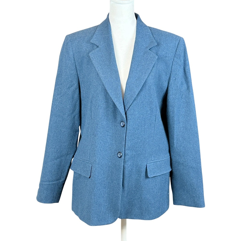 Pendleton Blazer Women 10 Blue 100% Virgin Wool Two Button Vintage Career Jacket
